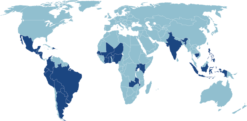 Weltkarte mit Fokusländern